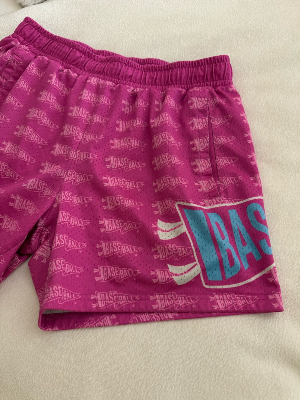 BL101 Athletic Shorts in Fuchsia with Graphic Accent - Picture 2 of 5